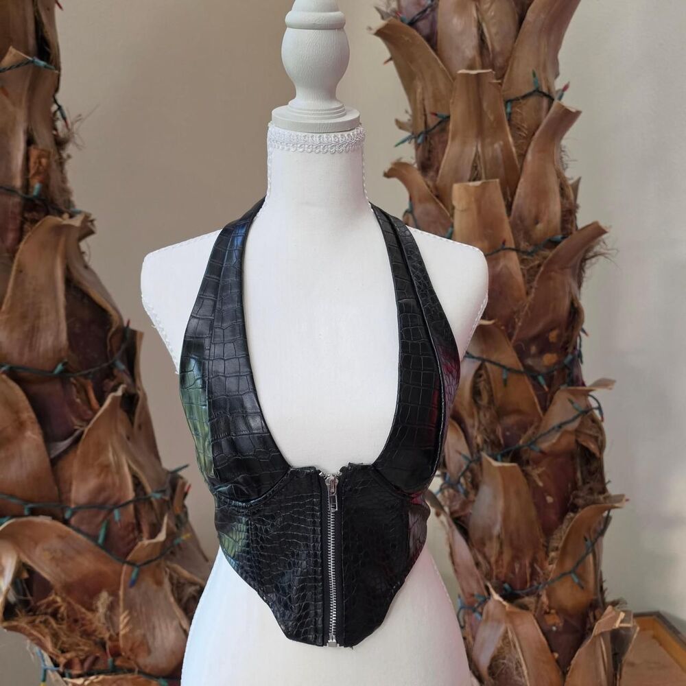 Edikted Black Faux Croc Corset - Like New